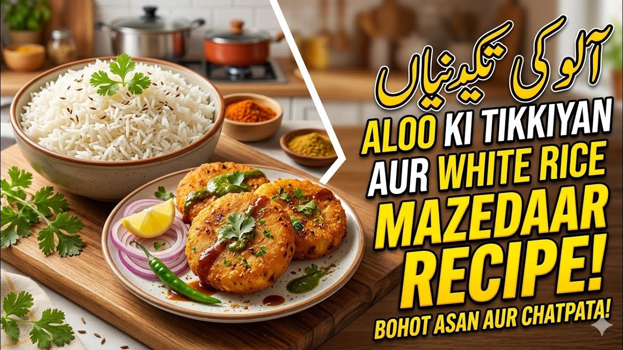 Aaloo ki tikiyan recipe// dinner main White rice and Mango//dinner routine vlog 