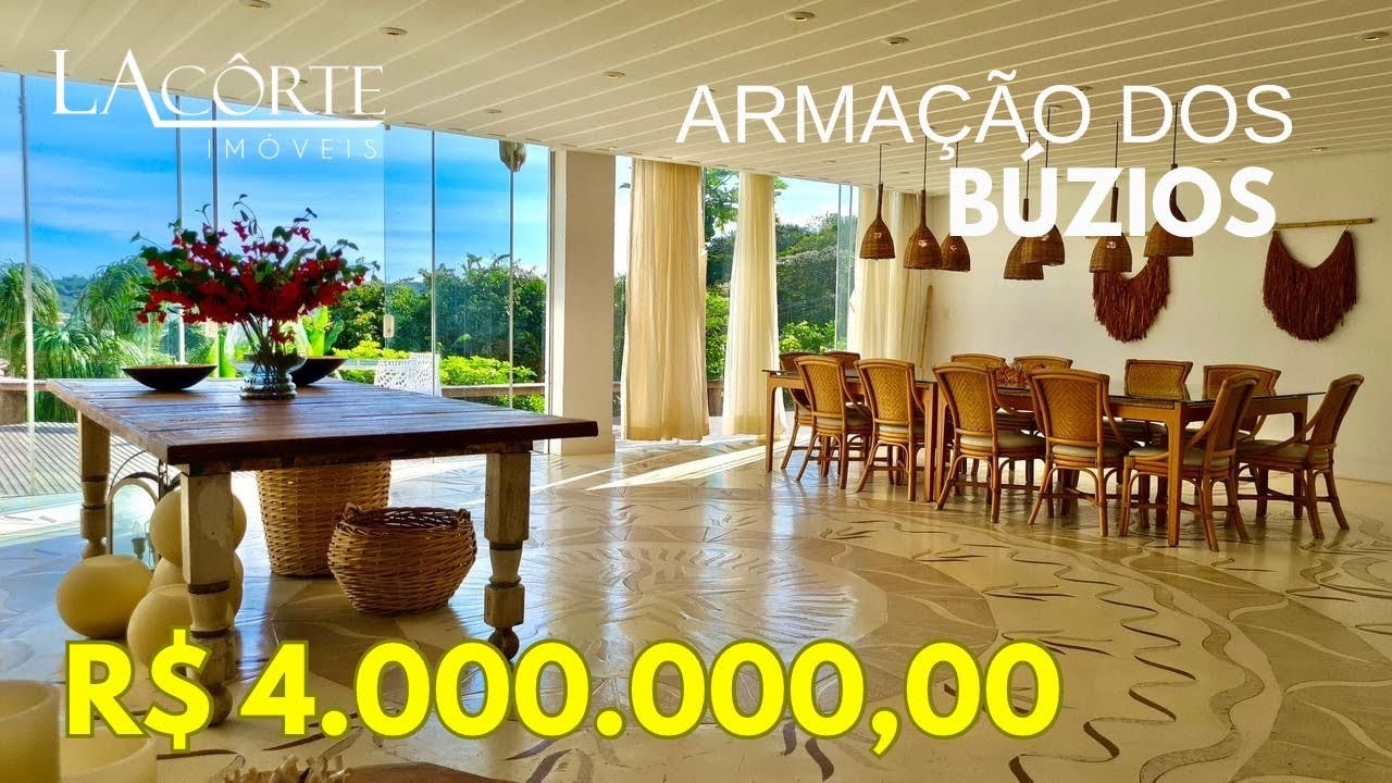 MAGNÍFICA MANSÃO EM BÚZIOS PROJETADA PELO RENOMADO HELIO PELLEGRINO! DECORAÇÃO MARCANTE!!!