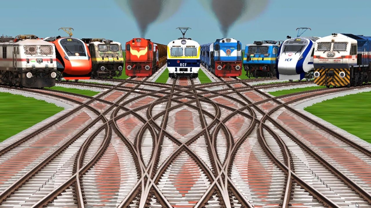 9 Indian Train Locomotive Game realistic 3D Railroad Tracks || gameplay || train simulator classic