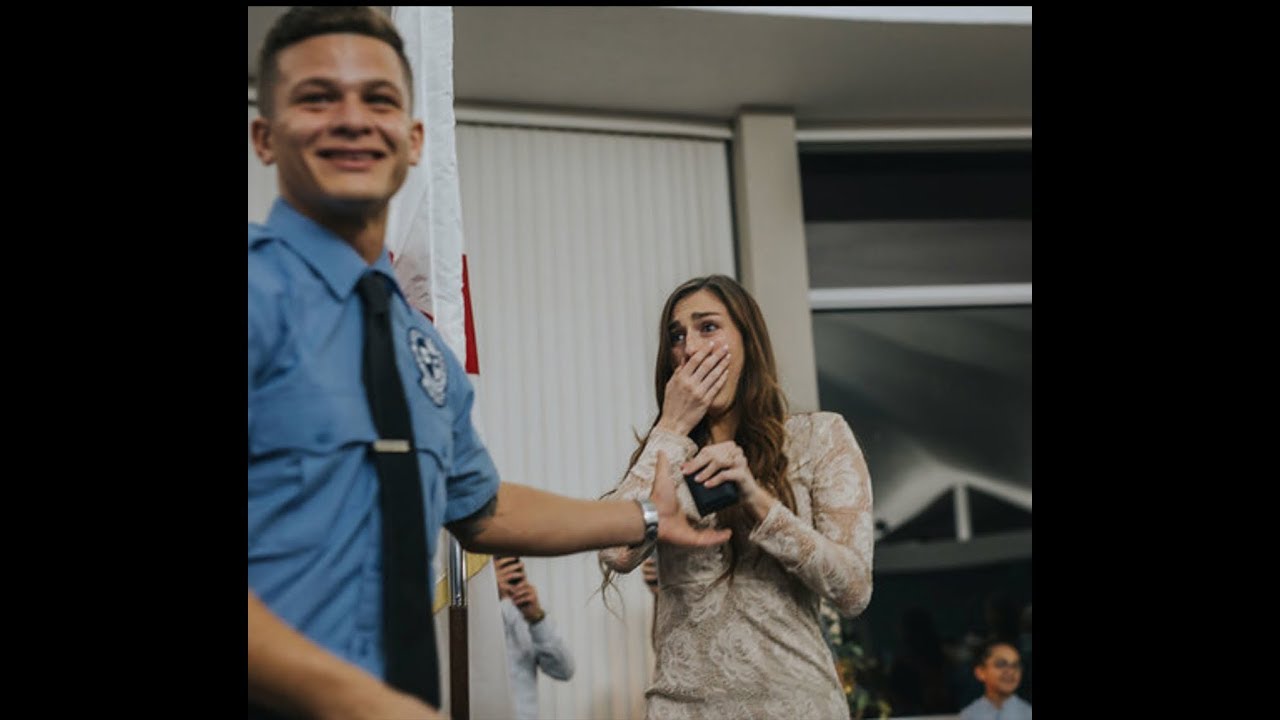 Fire Academy Graduation Wedding Proposal (Her reaction is priceless)