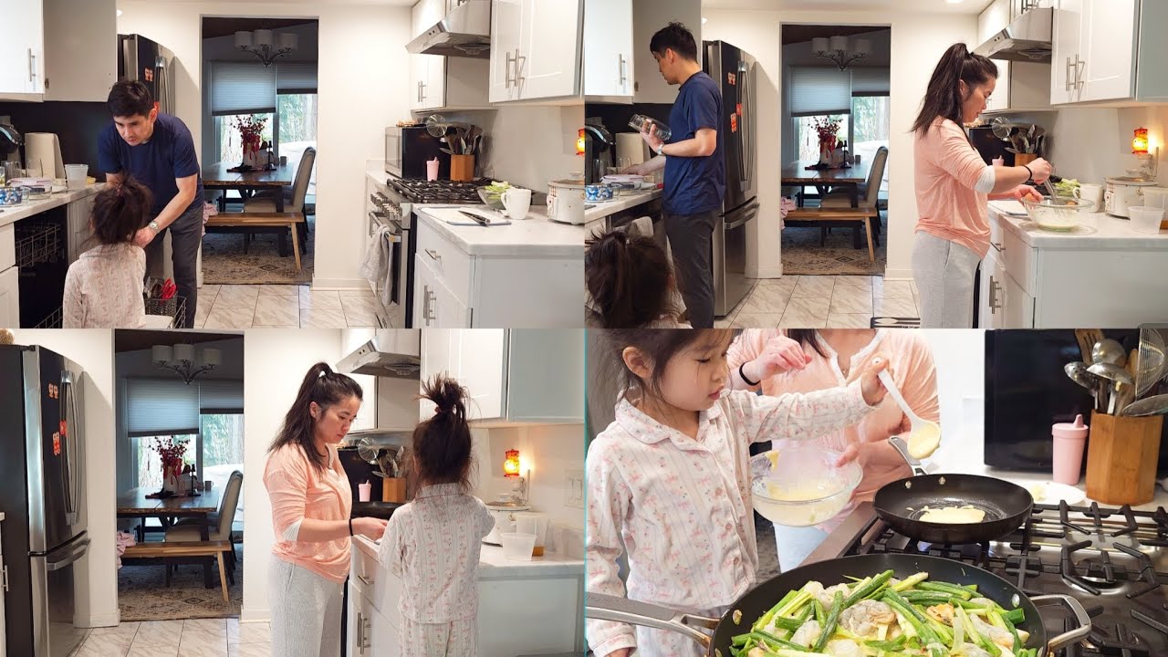 Mom of 3 | Fun time in the kitchen: Daddy doing dishes, mommy and Luna cooking fresh delicious food 