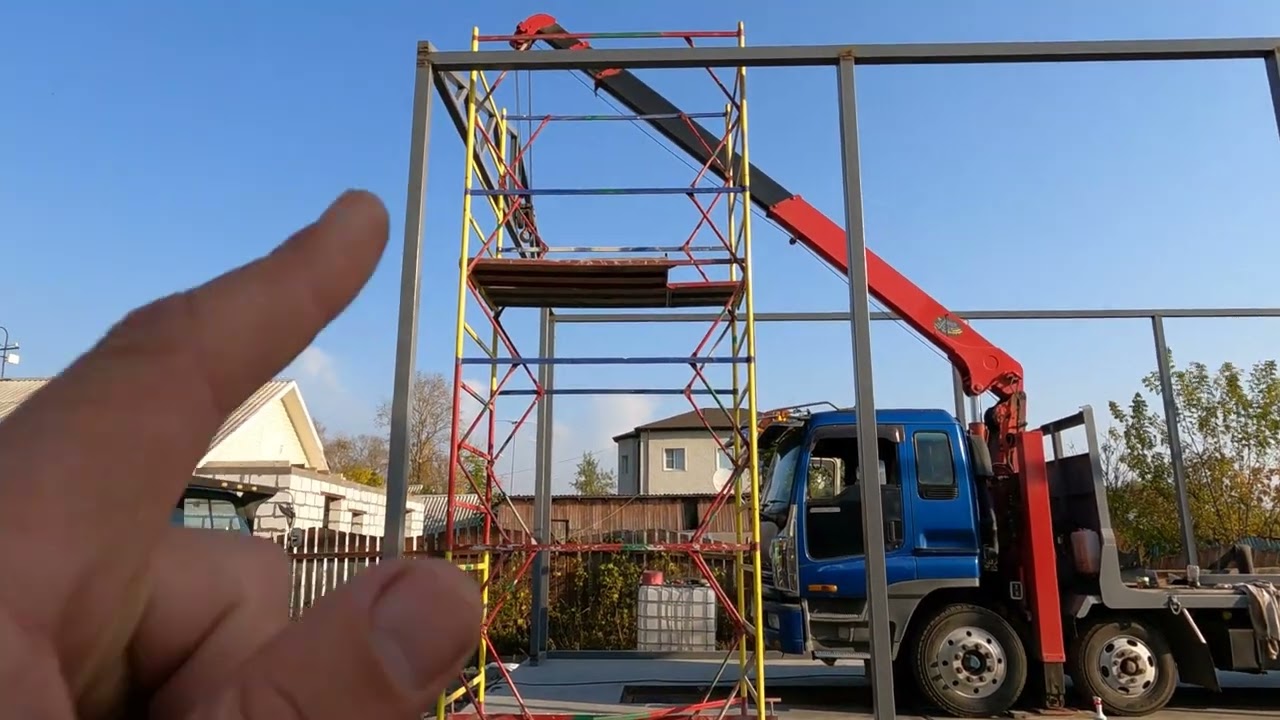 Каркас для сэндвич-панелей (Строительство гаража под спецтехнику. Часть 4)