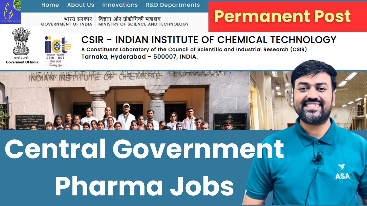 Central Government Pharma Jobs || Pharmacy Technician at Indian Institute of Chemical Technology