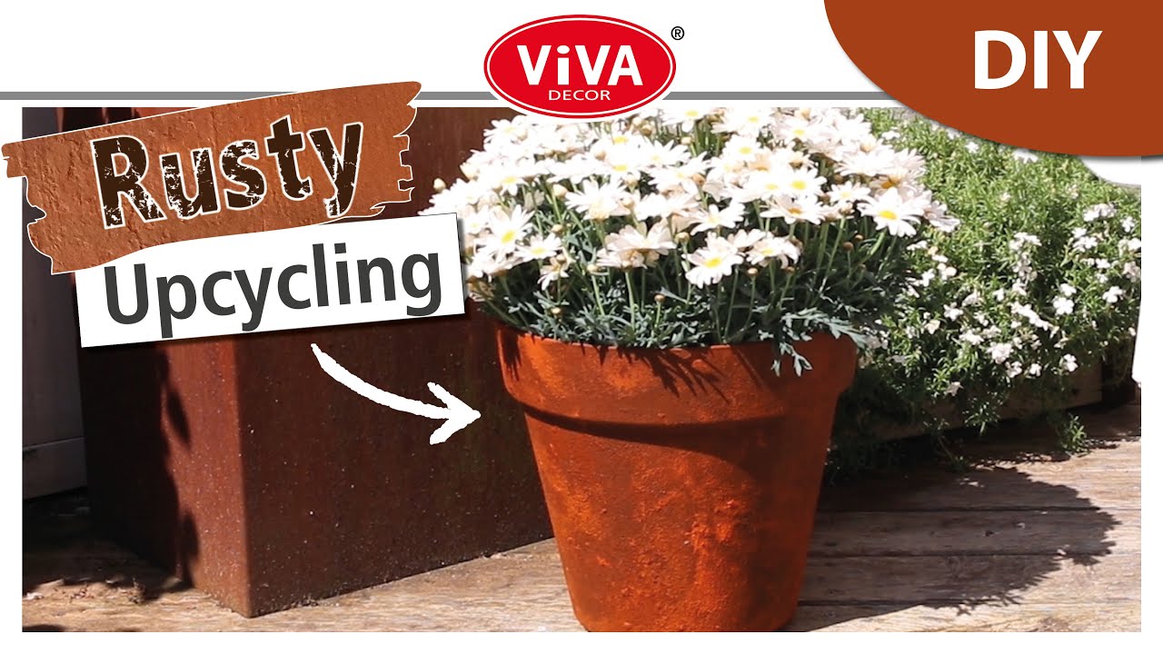 Blumentopf Upcycling Idee mit Rost Effekt #diy #foryou #creative #tips