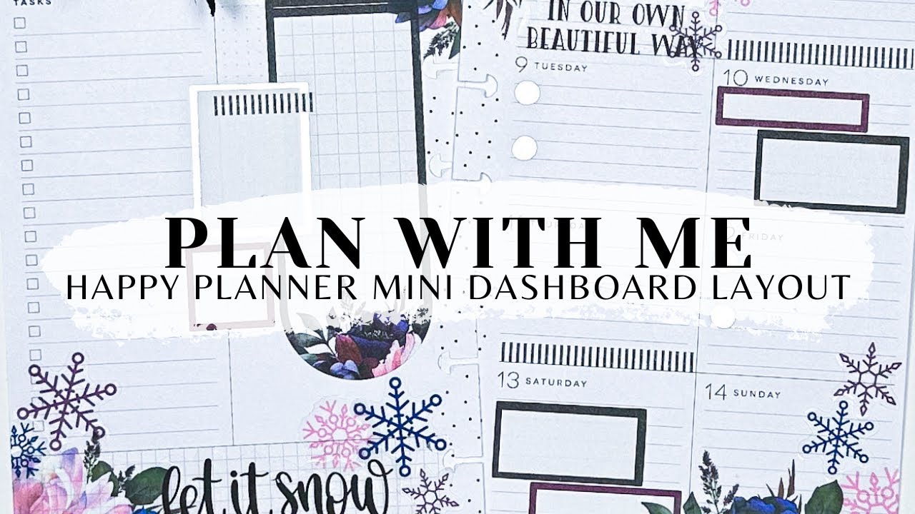 PLAN WITH ME 📒 | HAPPY PLANNER MINI DASHBOARD LAYOUT | SNOWFLAKES AND DARK FLORALS | JAN 8 - 14