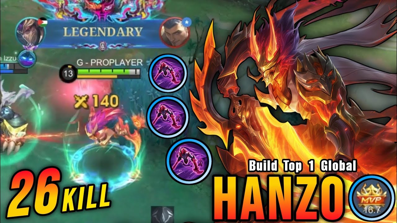 26 Kills!! Legendary Hanzo Real Monster Jungler!! - Build Top 1 Global Hanzo ~ MLBB