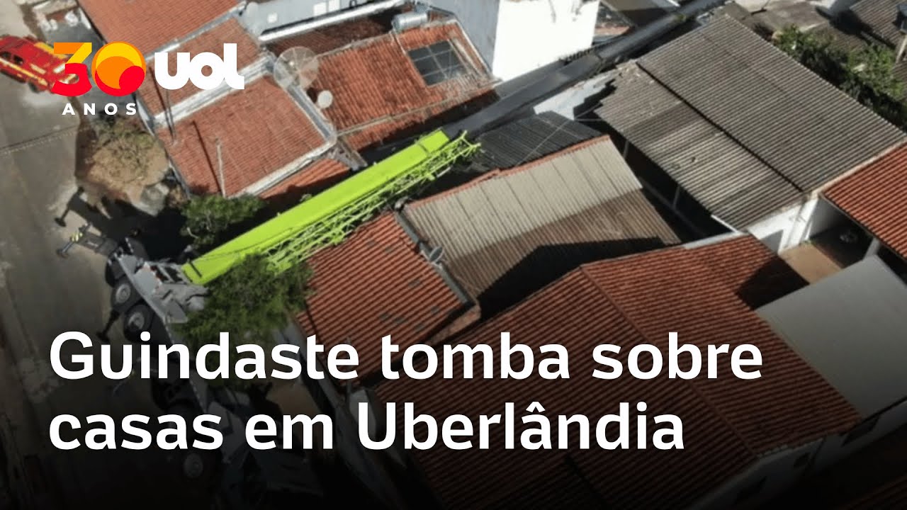 Guindaste tomba sobre casas durante instalação de piscina em MG