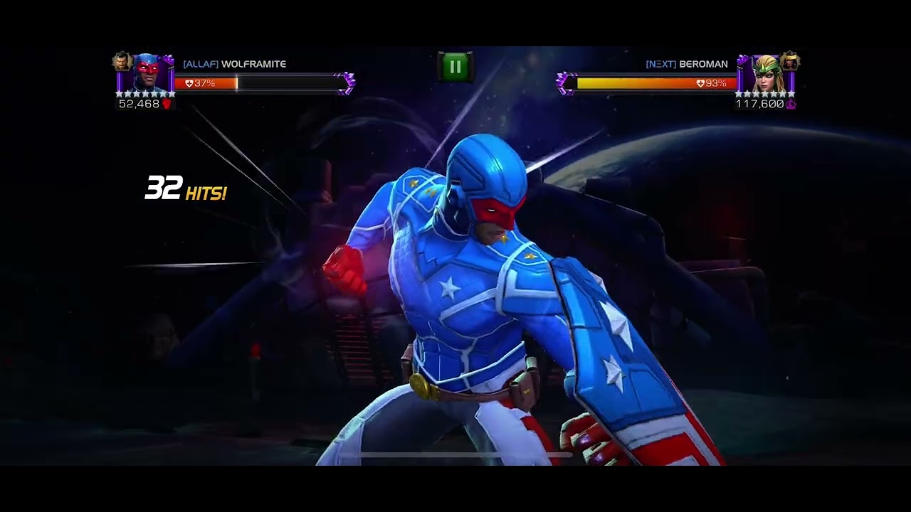MCoC Patriot vs Enchantress on node 14 (ebb flow knock down, heavy hitter)