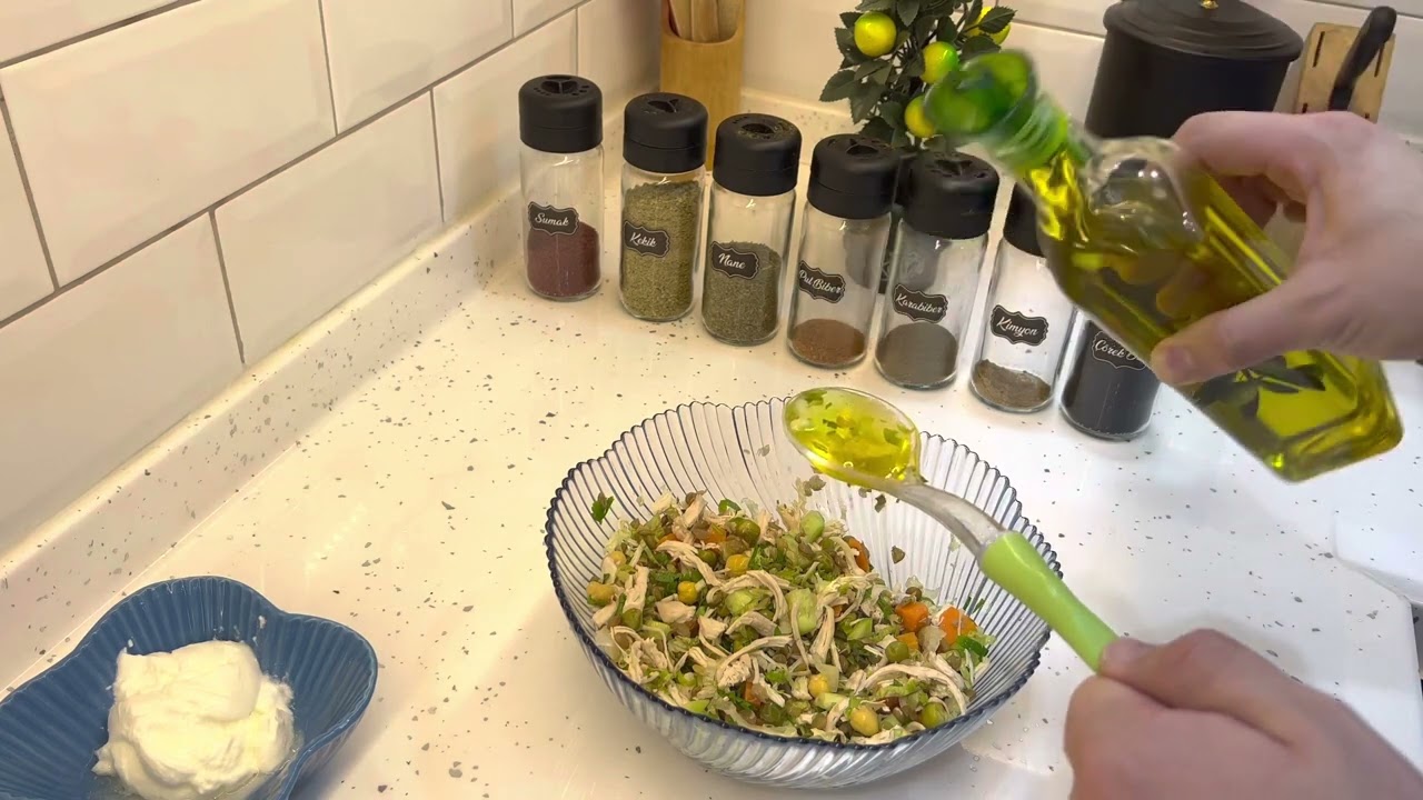 Tüp Mide Ameliyatı 3. Ay Sonrası Örnek Beslenme Öğünü | Tavuklu Baklagilli Salata Mezesi #tüpmide