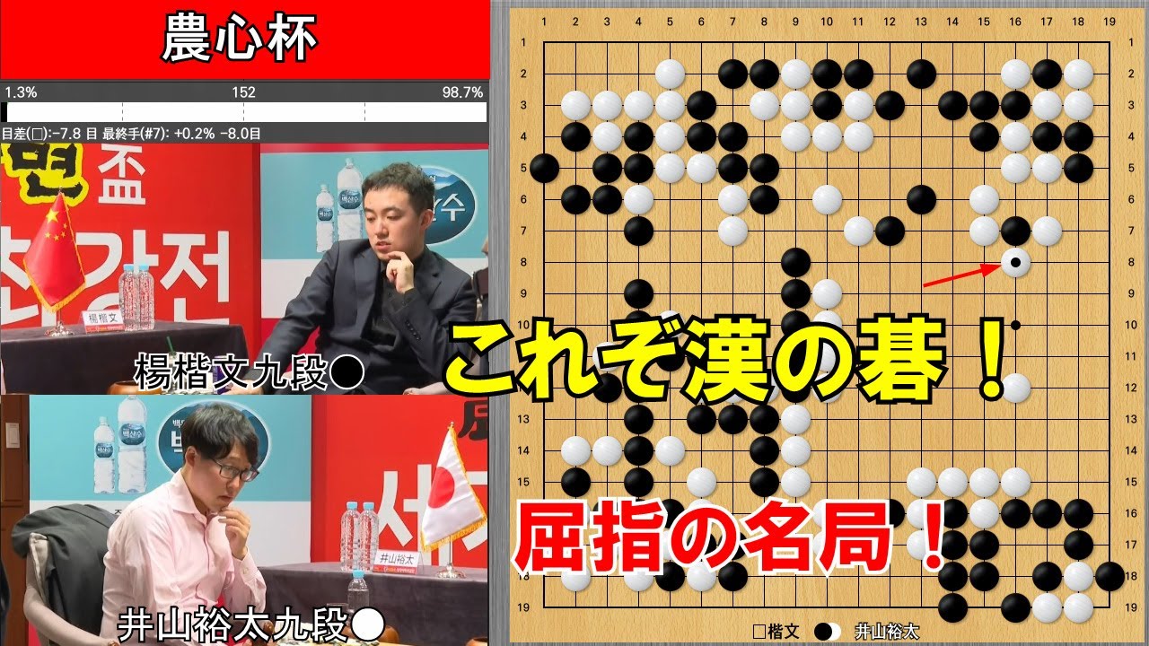 【農心杯】井山九段、かっこよすぎる勝ち方で楊九段をKO！