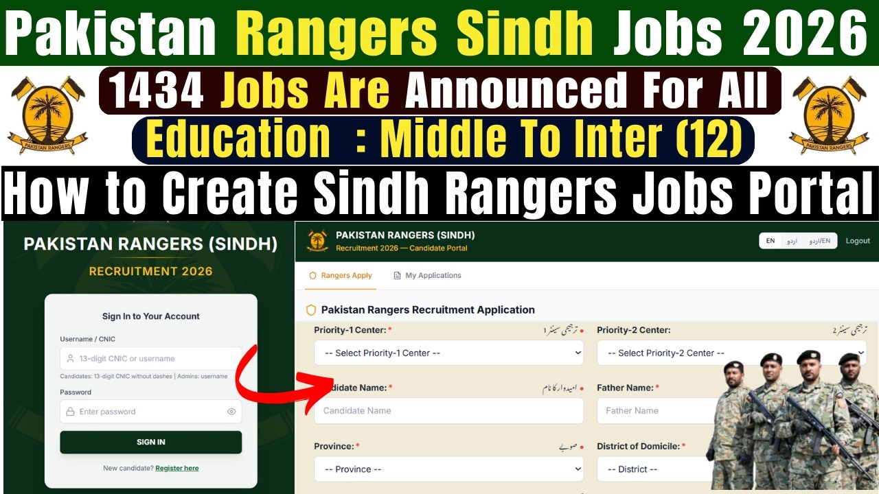 1434 Sindh Rangers Jobs 2026 Online Apply | Pakistan Rangers Sindh Jobs 2026 Online Apply
