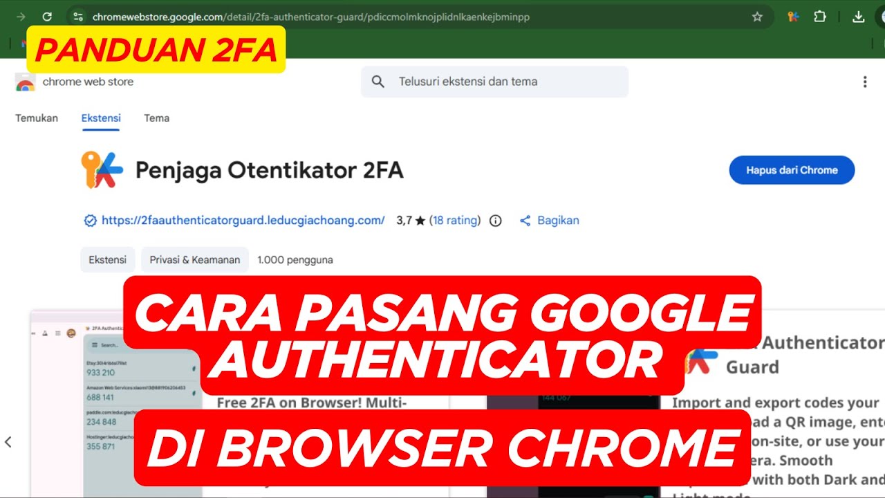 Cara Memasang Google Authenticator di Browser Google Chrome