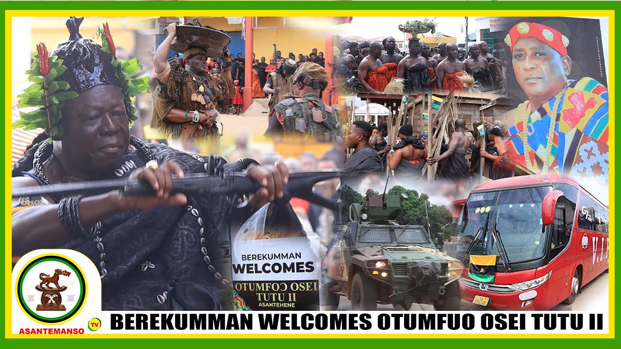 Berekumman Welcomes Otumfuo Osei Tutu II And His Powerful 30 Buses And Uncountable V8 Convoy