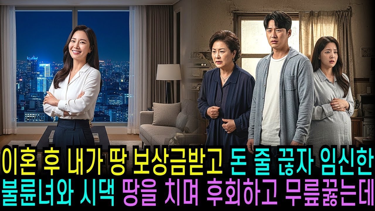 이혼 후 내가 땅 보상금받고 돈 줄 끊자 임신한 불륜녀와 시댁은 땅을 치며 후회하는데