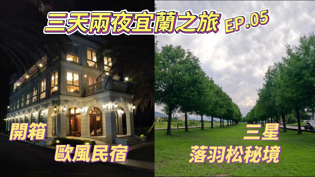 三天兩夜宜蘭之旅 EP.05【三星落羽松秘境】130株落羽松森林浴夜間五彩投射超美的;  開箱歐風民宿【悅綠墅】