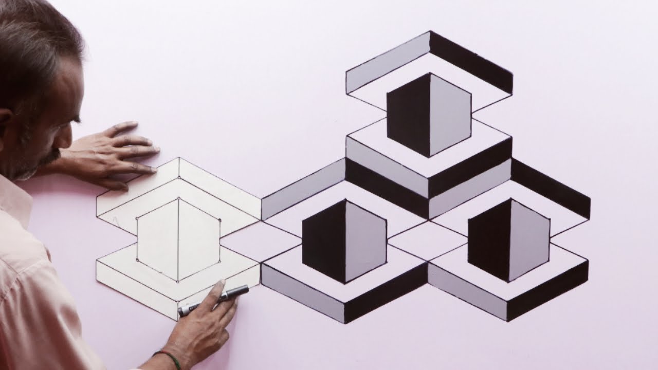 OPTICAL ILLUSION 3D WALL DESIGN  | 3D WALL PAINTING DECORATION | INETRIOR DESIGN
