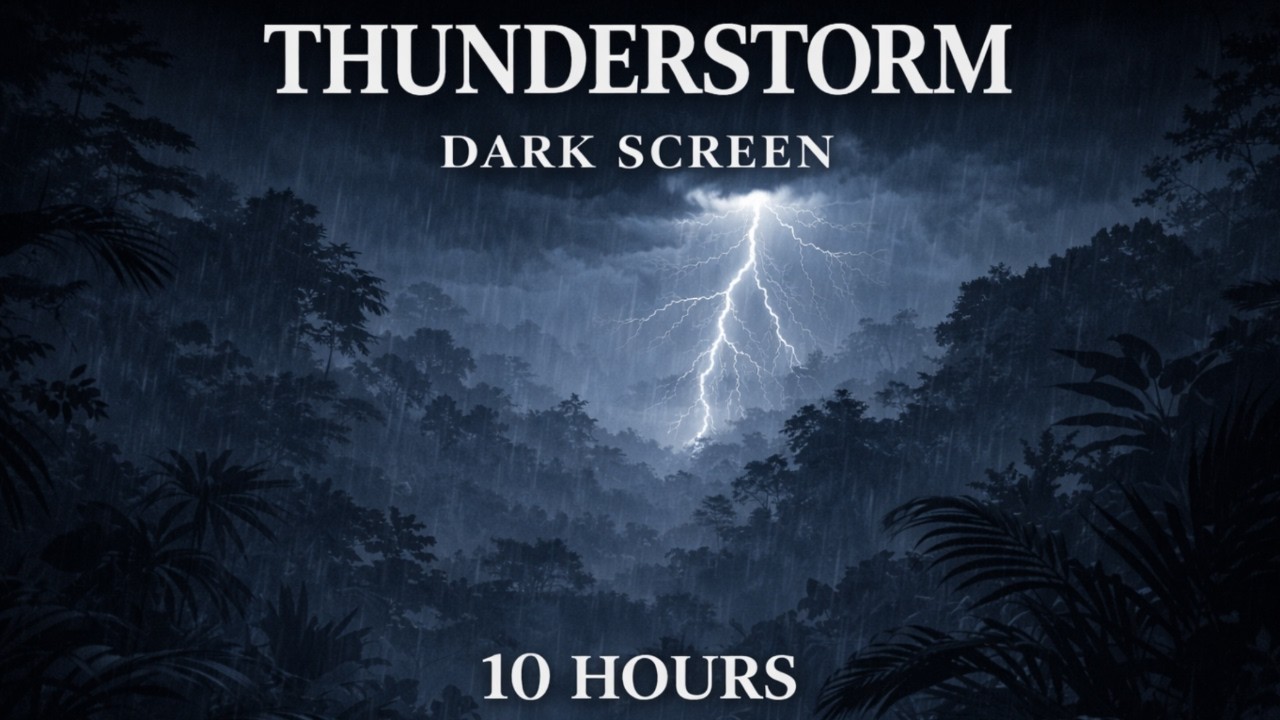 Deep Sleep | Rain + Thunder | 10 Hours | Dark Screen