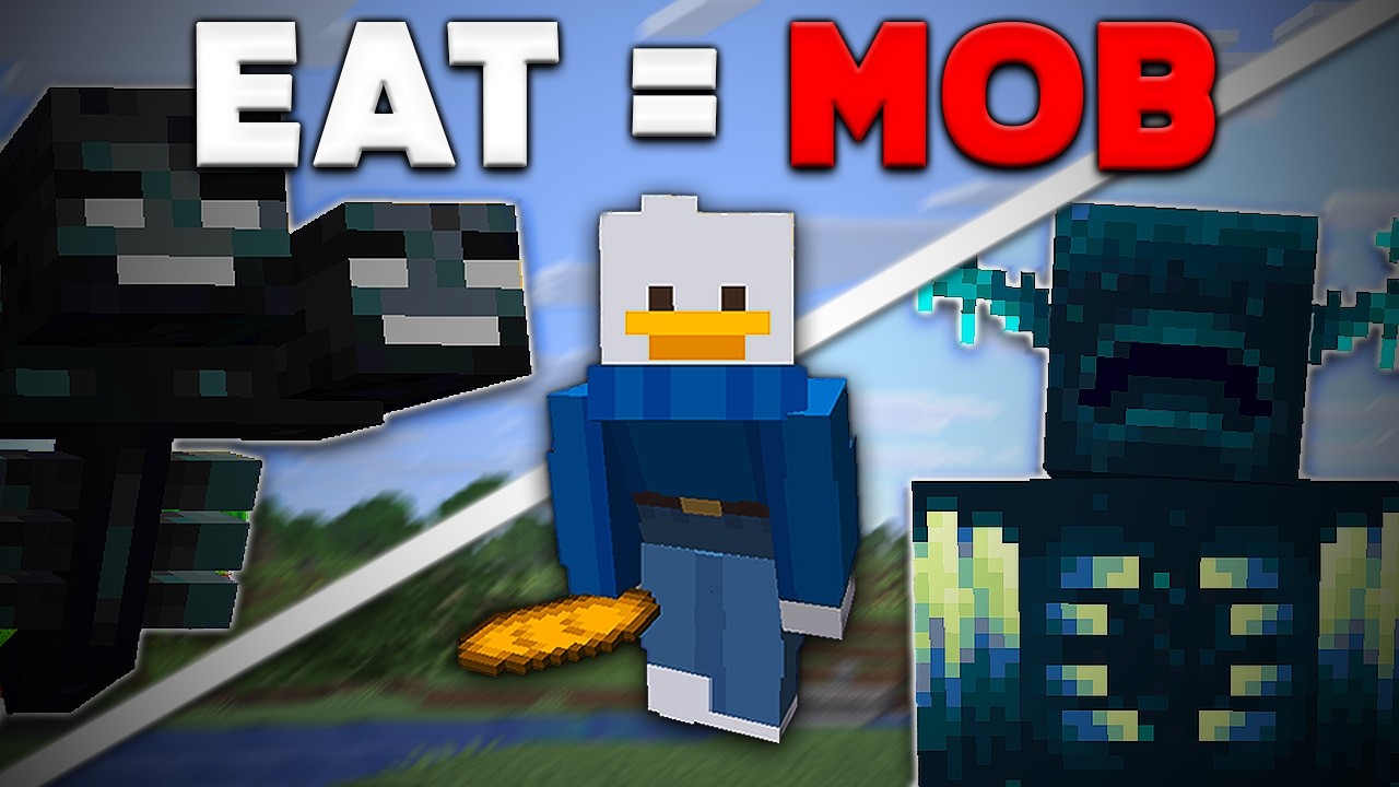 Minecraft, But Eating Spawns Mobs