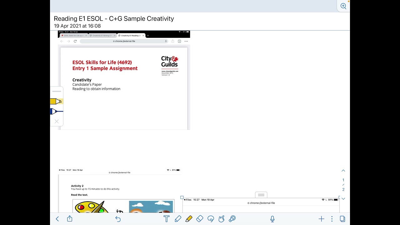 How to pass ESOL Entry 1 - Reading -Activity 2 - Read the text
