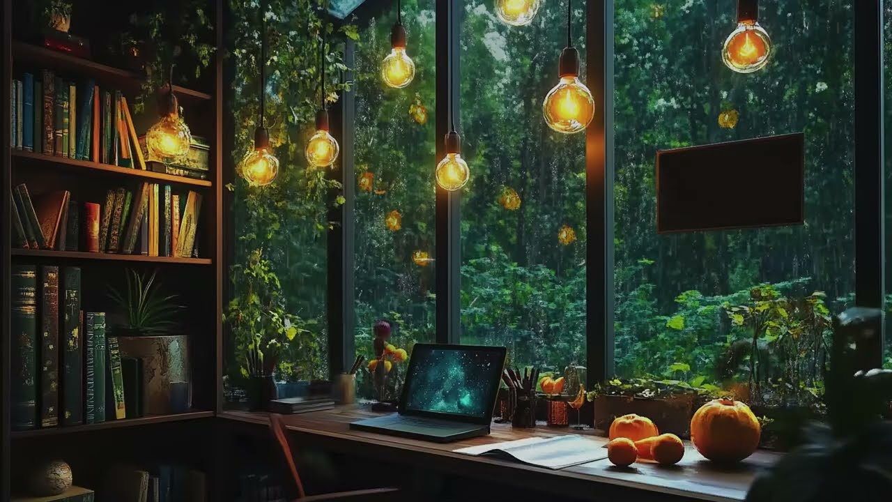 Secret Hideout in the Forest 🕯️ Heavy Rain on Glass Roof for Stress Relief
