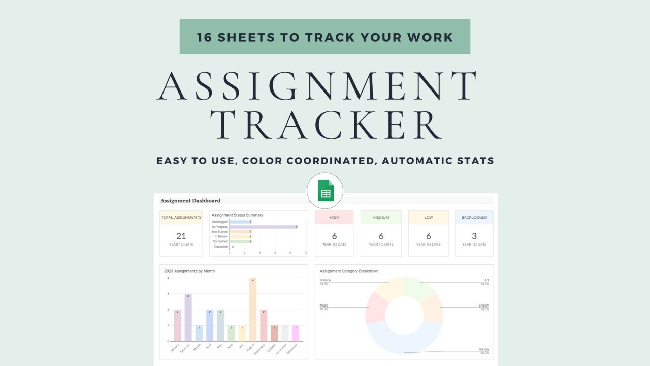Assignment Tracker Excel Template | Student Spreadsheet | Academic Planner | Homework Tracker