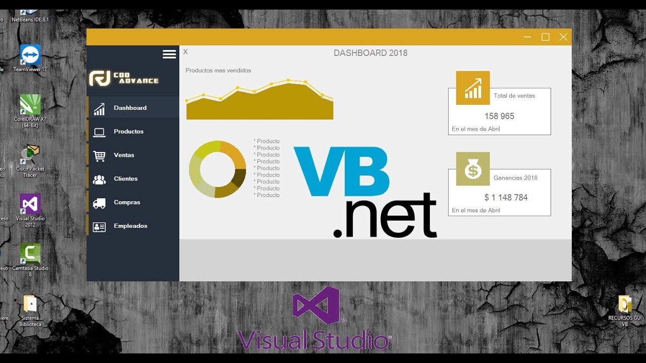 Visual Basic/ Interfaz de Usuario Modernista, Menú Deslizante, VB.NET, WinForm, Only Form