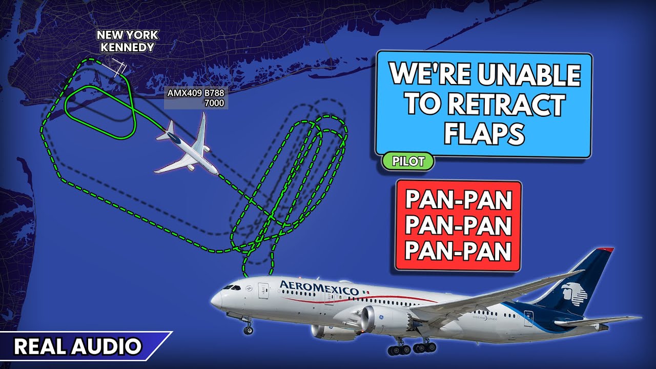 PAN-PAN. Aeromexico Boeing 787 Dreamliner has flight control issue at JFK. Real ATC