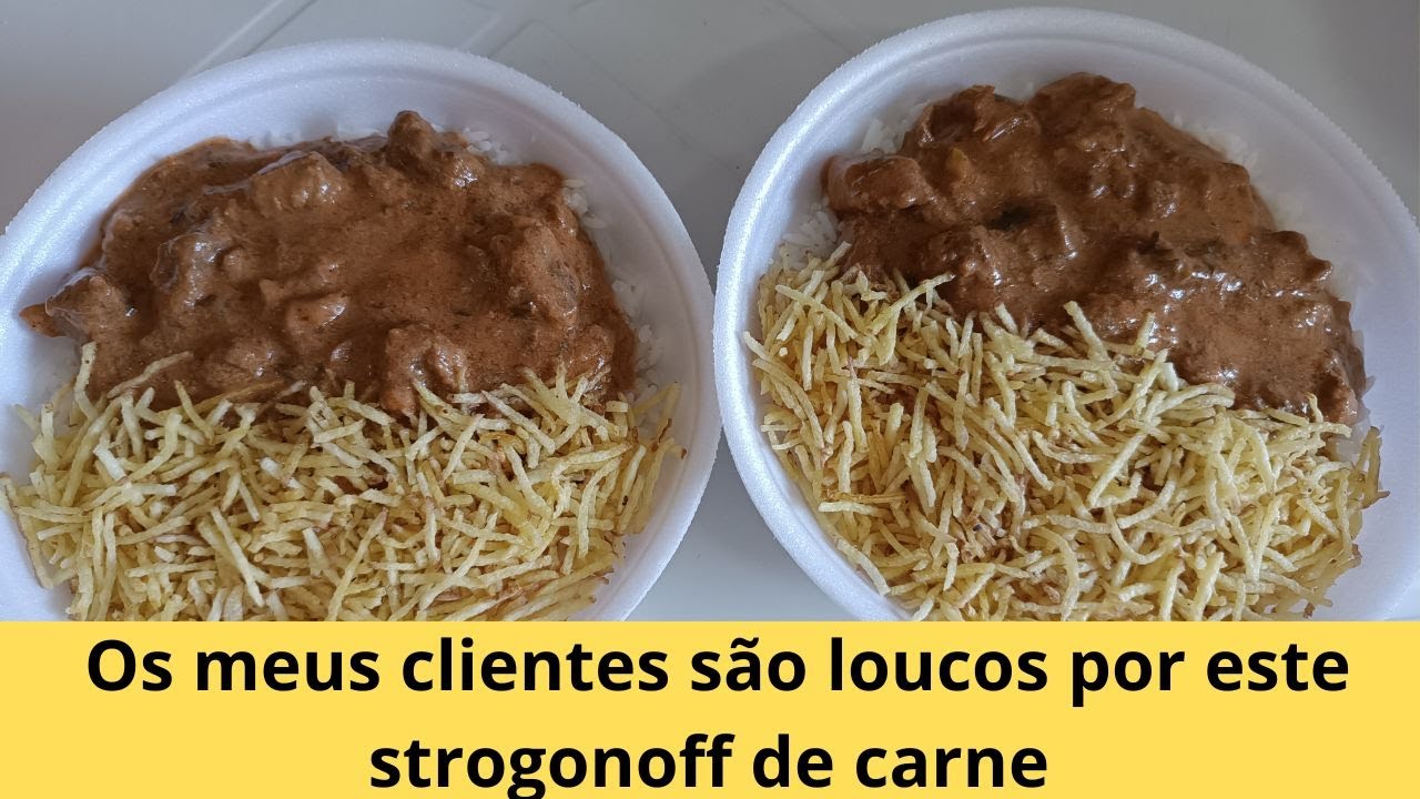 Os meus clientes são loucos por este Strogonoff de carne.