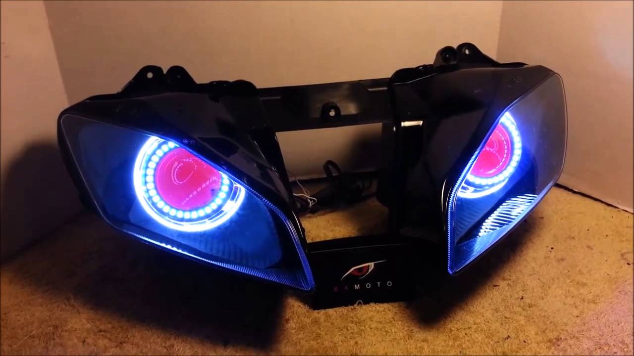 #22 2006-2014 Yamaha R6 HID Projector Headlights BiXenon Dual Angel Eyes Halo By BKmoto.com