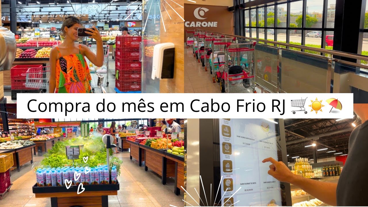 Conhecendo o MERCADO CARONE em CABO FRIO RJ | Minha 1ª compra morando na região dos lagos ☀️🐚⛱️