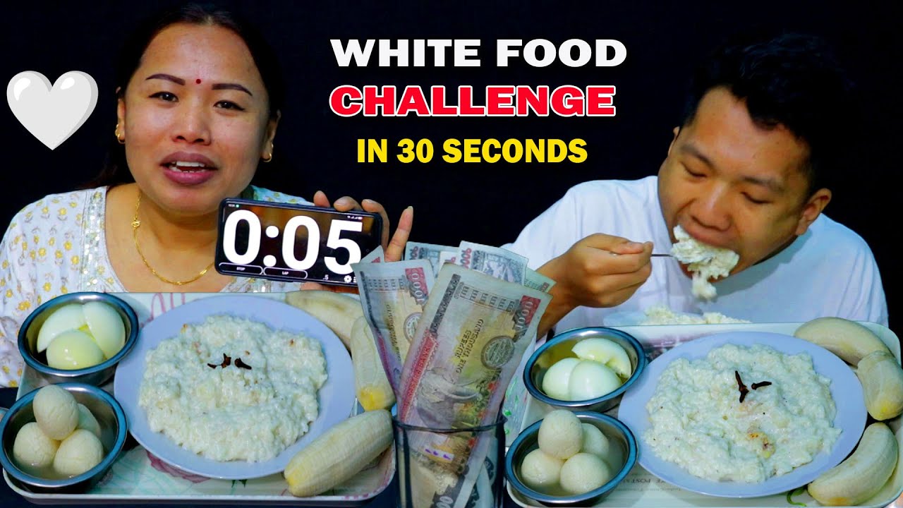 WHITE FOOD EATING CHALLENGE 🤍 IN 30 SECONDS WITH SON | GANGA OFFICIAL @tham_thapa