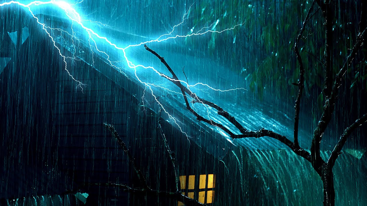 Knock Out Insomnia with Massive Thunder & Heavy Rain Pounding on Tin Roof in Forest
