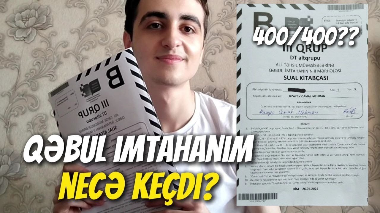 Qəbul imtahanım necə keçdi? | Neçə bal gözləyirəm? - 26 may - 3.qrup Blok imtahanım - studywithcml