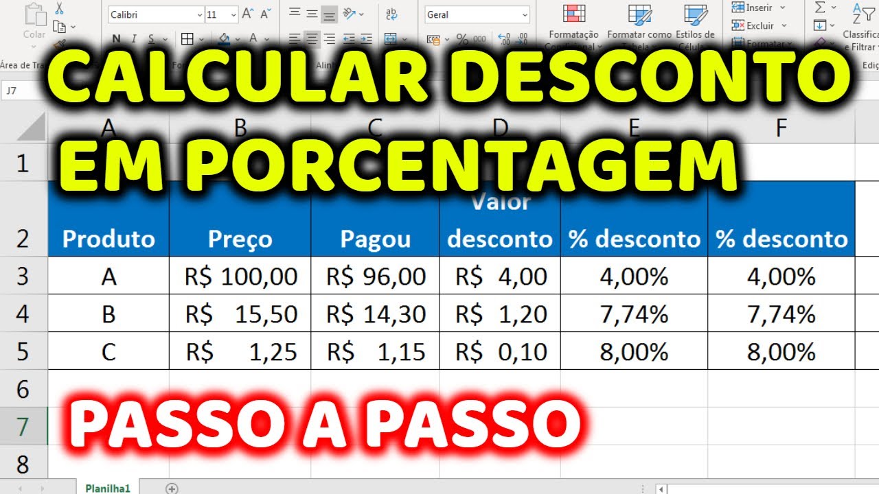 Como Calcular Desconto em Porcentagem no Excel - Fácil e Prático