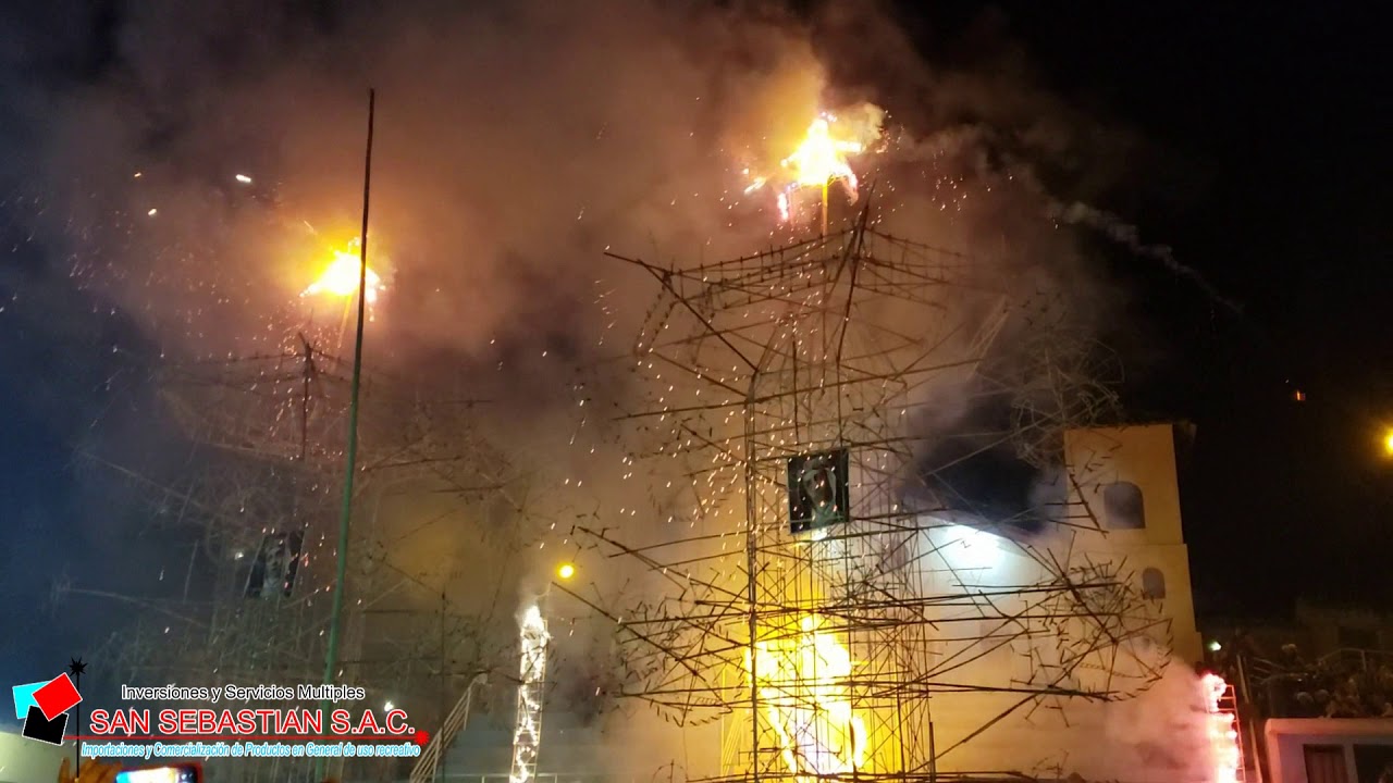 Fuegos artificiales San Sebastian I Castillo de 2 torres profesional Hexágonal 2019