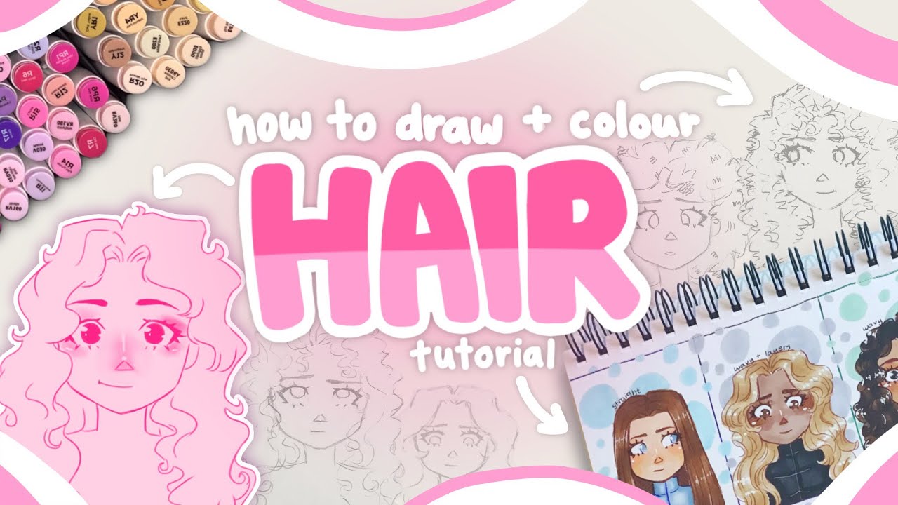 HAIR TUTORIAL ♡ how I draw + color different hair types