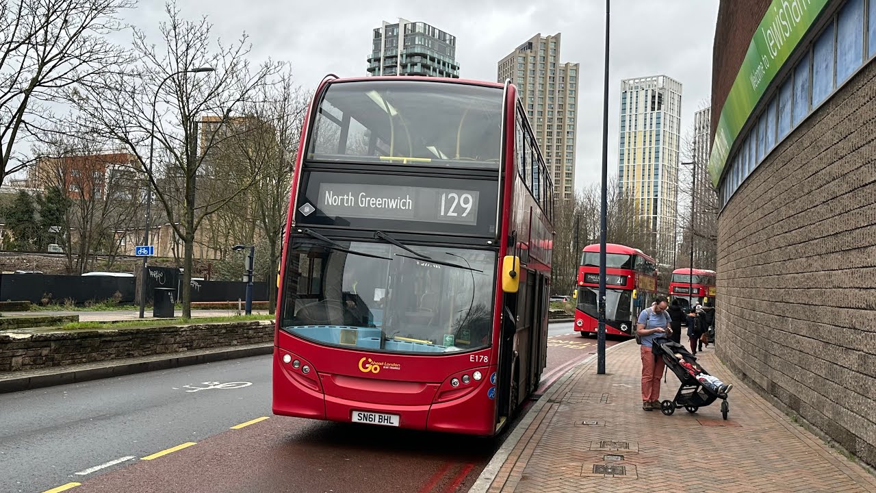 Journey on route 129 from North Greenwich to Lewisham Shopping Centre| Go Ahead London E178 SN61 BHL