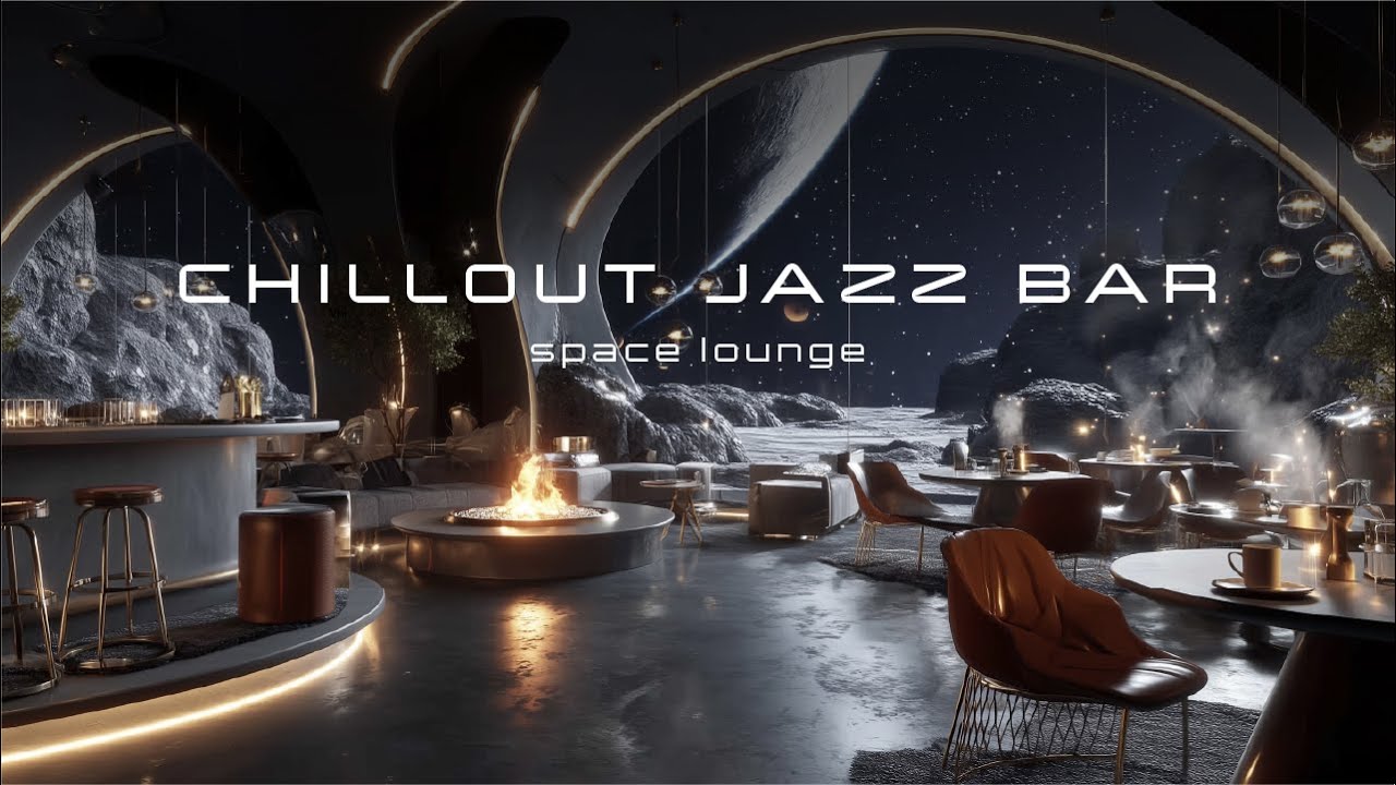 Chillout Jazz Beats 🎷 Space Bar & Fireplace | Relax • Study • Focus