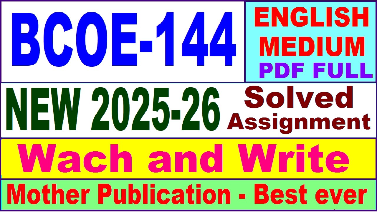 BCOE 144 solved assignment 2025-26 in English || bcoe 144 solved assignment 2026 || ignou bcoe144
