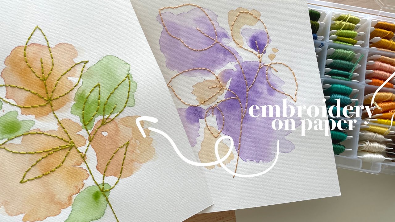 Mixed Media Botanical Art: Watercolor & Embroidery on Paper