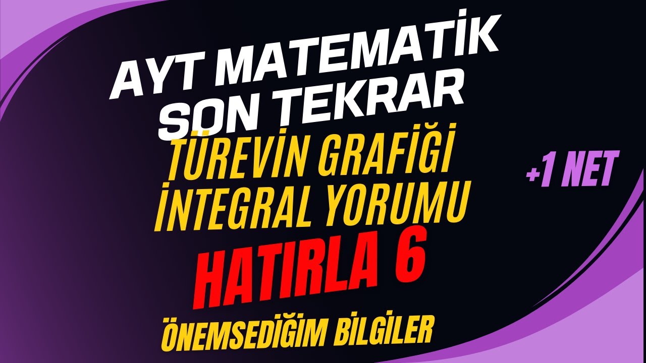 Türev Grafiği İNTEGRAL YORUMU  Tekrar |+1 NET | HATIRLA 6 - Önemsediğim Bilgiler | türev full tekrar