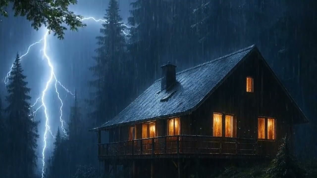 Dark Woodland Shelter Experience with Steady Heavy Rain Ambience 4K
