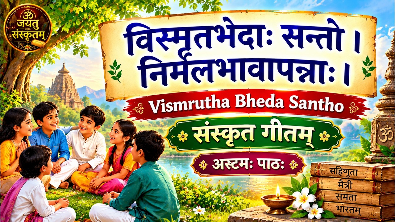 विस्मृतभेदाः सन्तो । निर्मलभावापन्नाः । Vismrutha Bheda Santho । संस्कृत गीतम् ।अष्टमः पाठः।