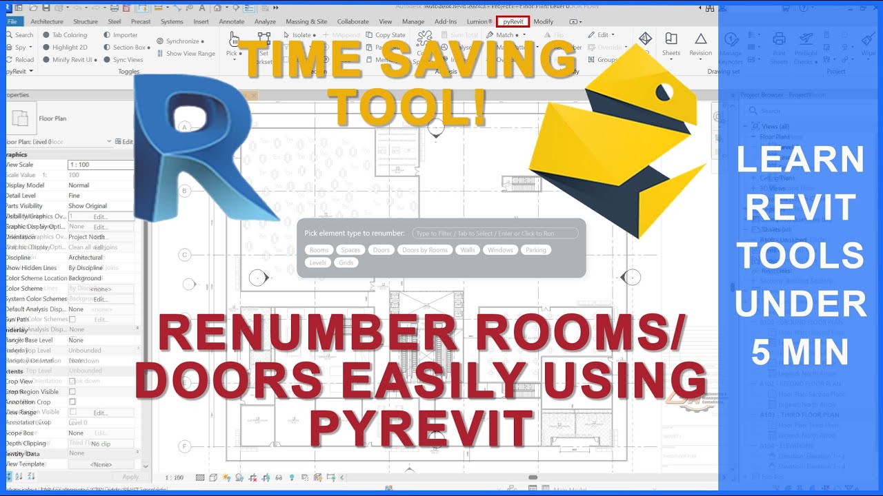 Renumber Rooms & Doors in Revit Automatically | PyRevit Tool Explained (Step-by-Step)