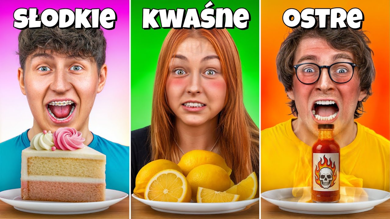 Jemy Słodkie vs Kwaśne vs Ostre Jedzenie!