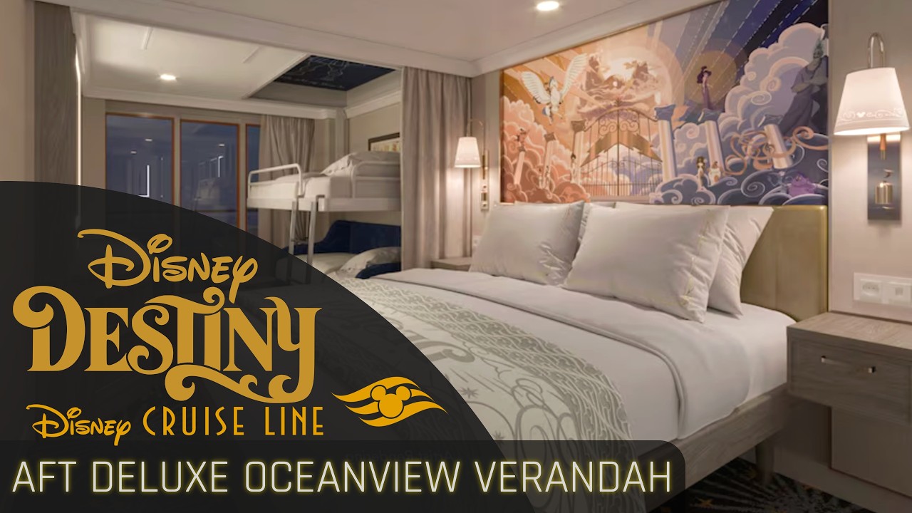 Deluxe Oceanview Stateroom with Verandah Tour (Aft Facing) | Disney Destiny Disney Cruise Line 2026