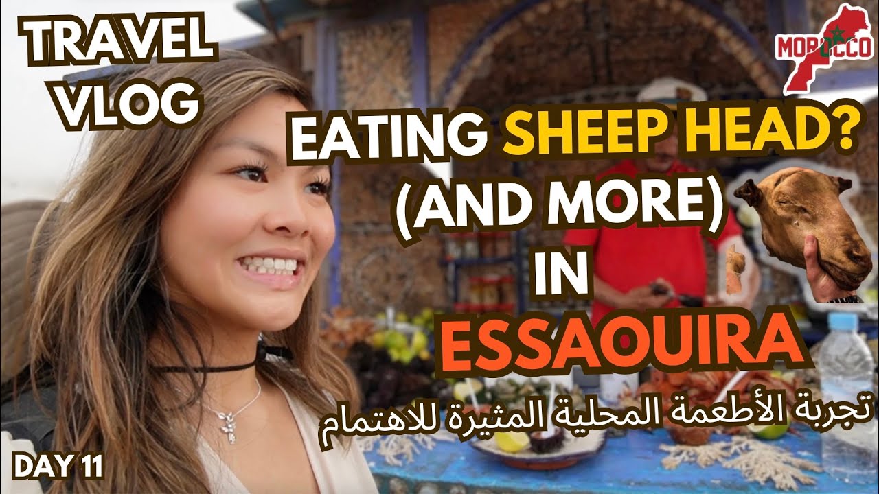 Day 11: Eating sheep head?! Moroccan Street Food 🥙 in Essaouira, Morocco | تجربة الأكلات المحلية