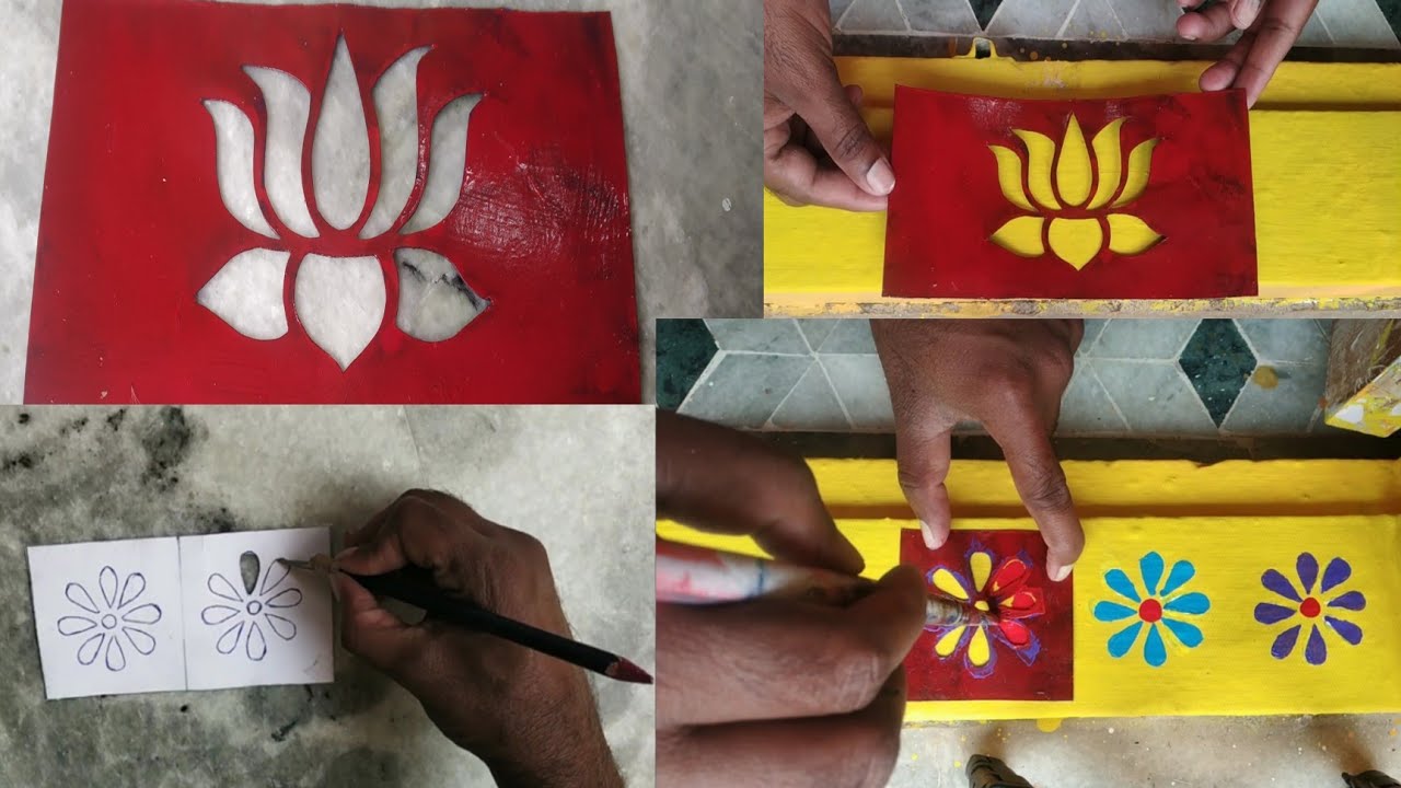 పేపర్ కటింగ్ తో వేసిన గడప ముగ్గు || paper cutting with gadapa designs .