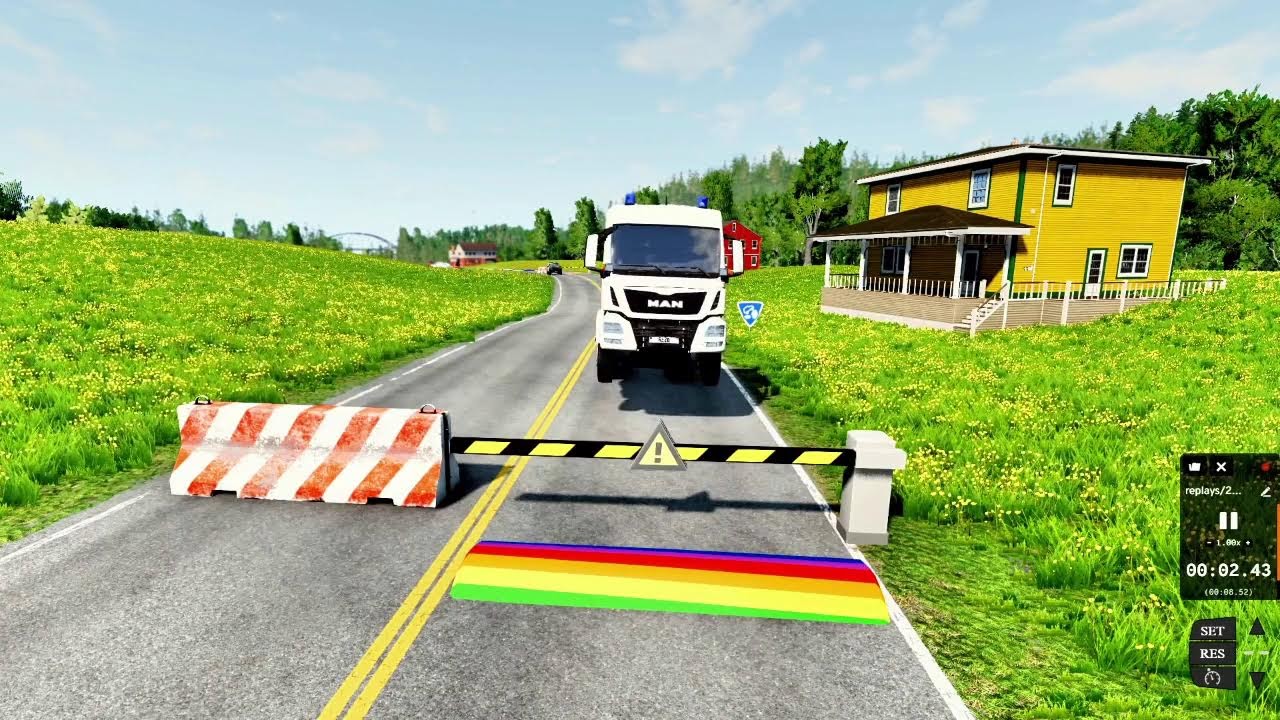 Flatbed Truck Mcqueen | Transportation with Truck - Pothole vs Car #05 - BeamNG.Drive