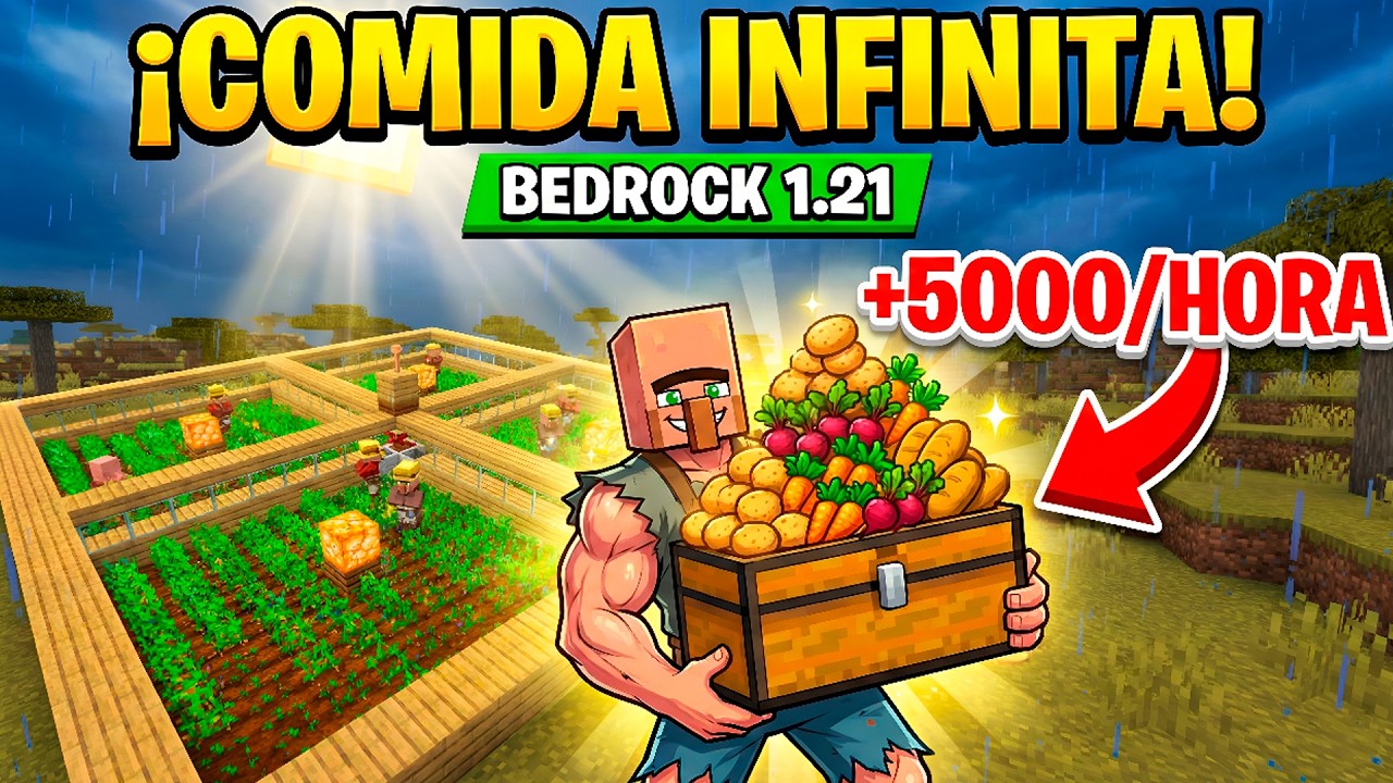 NO VUELVAS A SEMBRAR ❌ Granja de Comida 100% AFK (Bedrock 1.21)